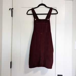 Topshop cord mini pinafore dress in red